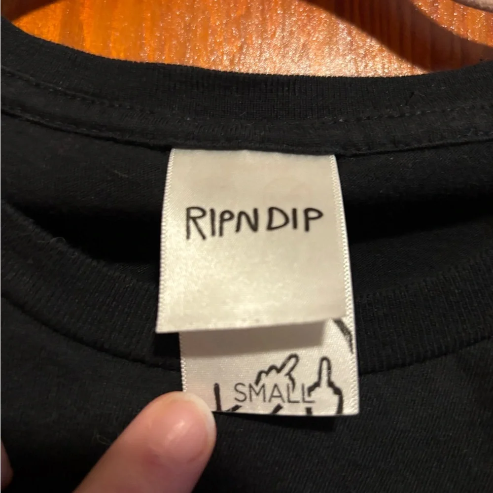 RIPNDIP Black Cotton Graphic Cat Short Sleeve T-Shirt - Picture 2 of 5